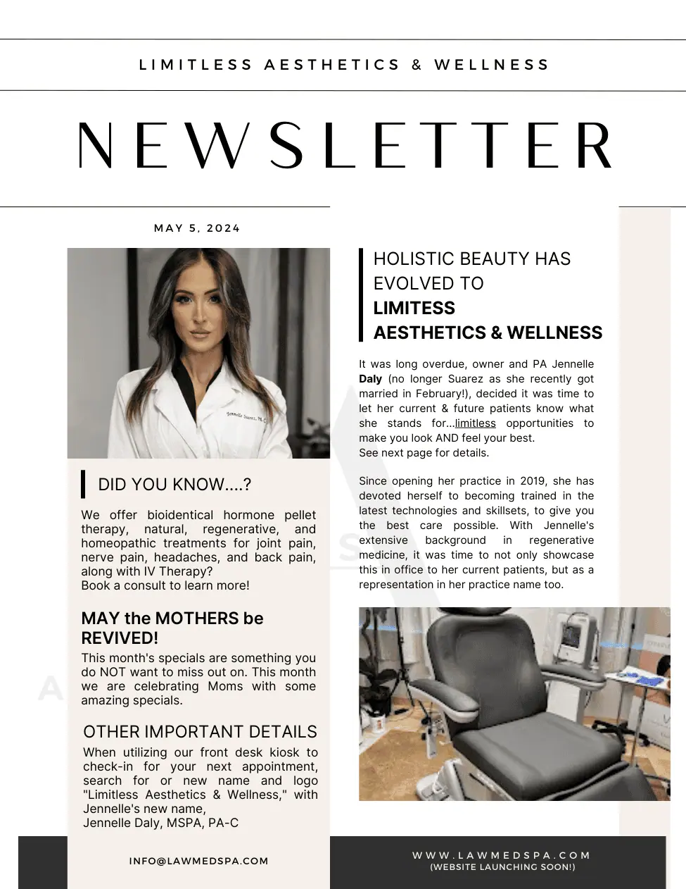 Newslettter- Poster | Limitless Aesthetics & Wellness | Scottsdale, AZ